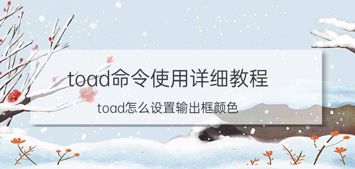 toad命令使用详细教程 toad怎么设置输出框颜色？